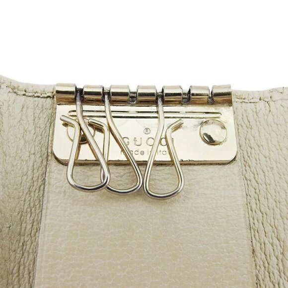 GUCCI Key Case GG Canvas Beige Canvas x Leather Authentic USED - Picture 8 of 13